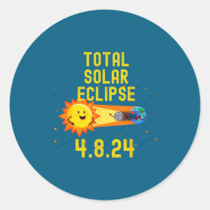 Adesivo Redondo Cartoon Educativo do Eclipse Solar Total