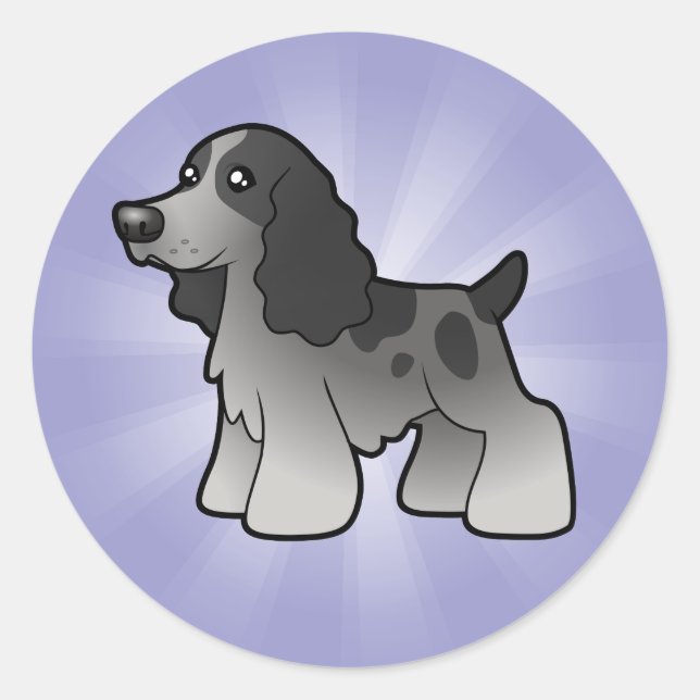 Adesivo Redondo Cartoon English Cocker Spaniel (Frente)