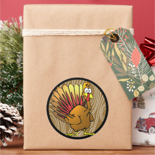 Adesivo Redondo Cartoon Engraçado Ação de Graças Turquia