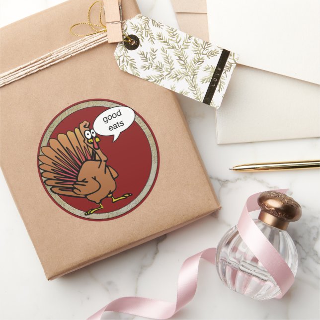 Adesivo Redondo Cartoon Engraçado Ação de Graças Turquia (Presentear)