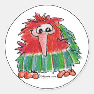 Adesivo Redondo Cartoon engraçado Kiwi Bird 3 Round Sticker