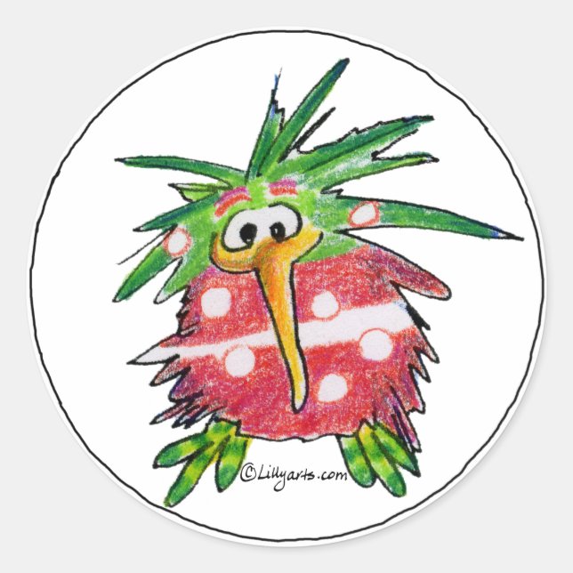Adesivo Redondo Cartoon engraçado, Kiwi Bird Round Sticker (Frente)