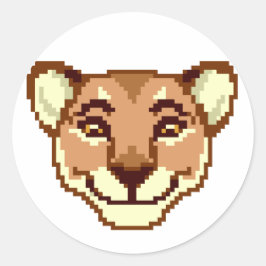 Adesivo Redondo Cartoon feliz Lioness emoticon Sticker