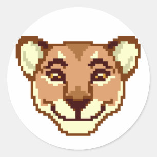 Adesivo Redondo Cartoon feliz Lioness emoticon Sticker