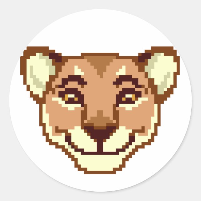 Adesivo Redondo Cartoon feliz Lioness emoticon Sticker (Frente)