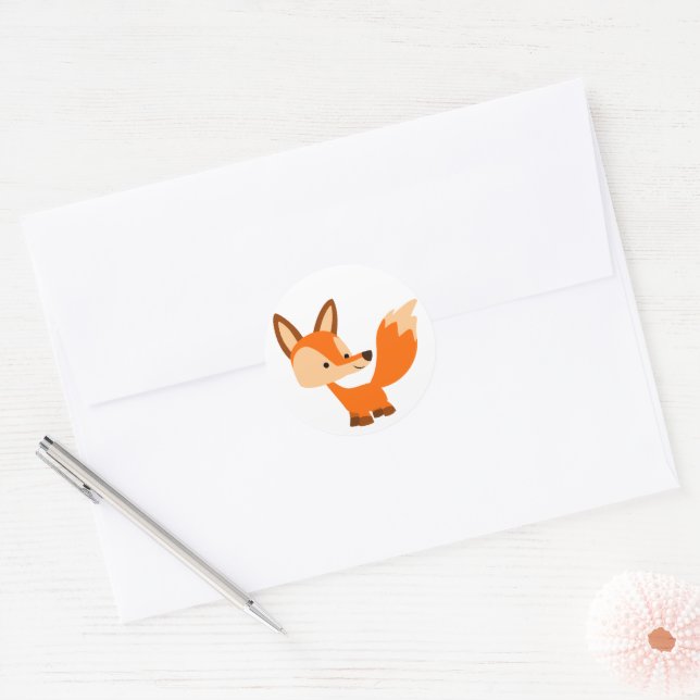 Adesivo Redondo Cartoon Fox Sticker (Envelope)
