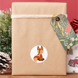 Adesivo Redondo Cartoon Fox Sticker