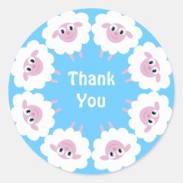 Adesivo Redondo Cartoon Gelado Azul Personalizado Obrigado