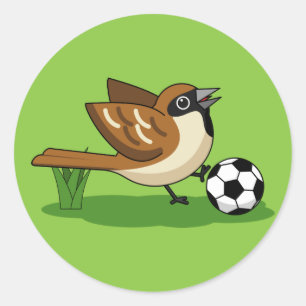 Adesivo Redondo Cartoon Gelado Jogando Futebol