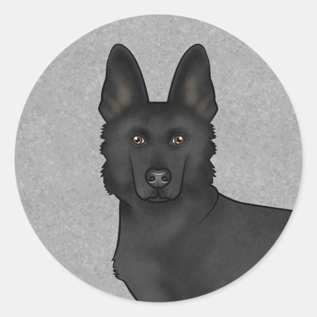 Adesivo Redondo Cartoon German shepherd preto Cabeça Fechada (Frente)