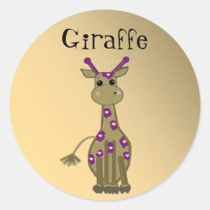 Adesivo Redondo Cartoon Giraffe