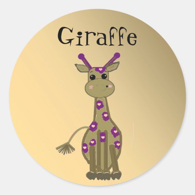 Adesivo Redondo Cartoon Giraffe (Frente)