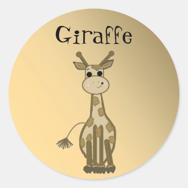 Adesivo Redondo Cartoon Giraffe (Frente)