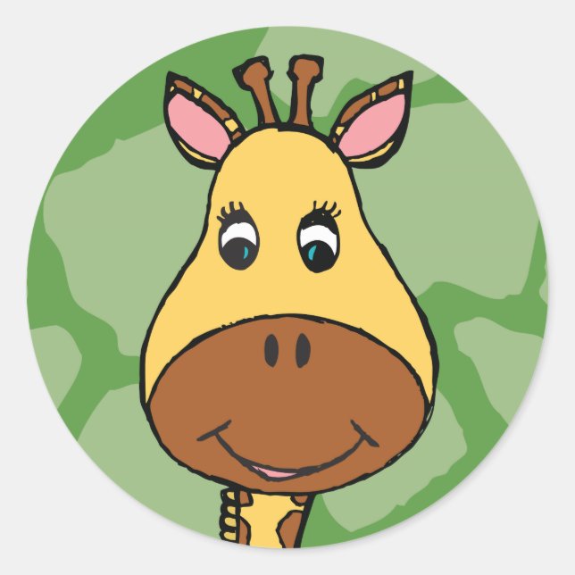 Adesivo Redondo Cartoon Giraffe Stickers - Zoo (Frente)