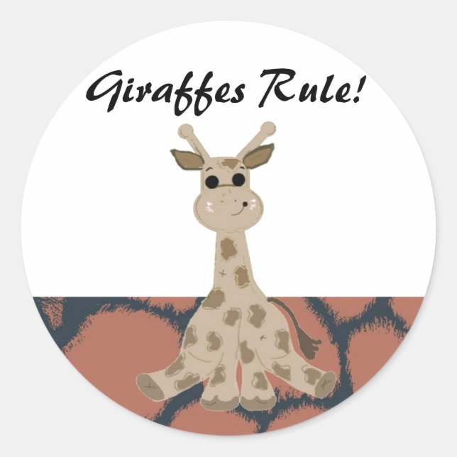 Adesivo Redondo Cartoon Giraffe's Rule (Frente)