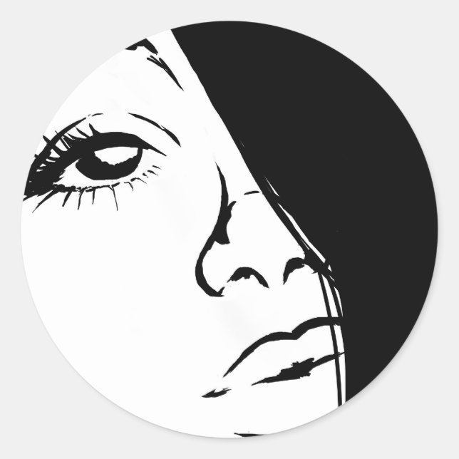 Adesivo Redondo Cartoon Girl Stickers (Frente)