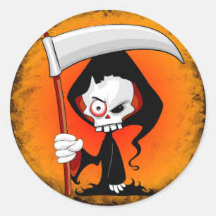 Adesivo Redondo Cartoon Grim Reaper Assustador