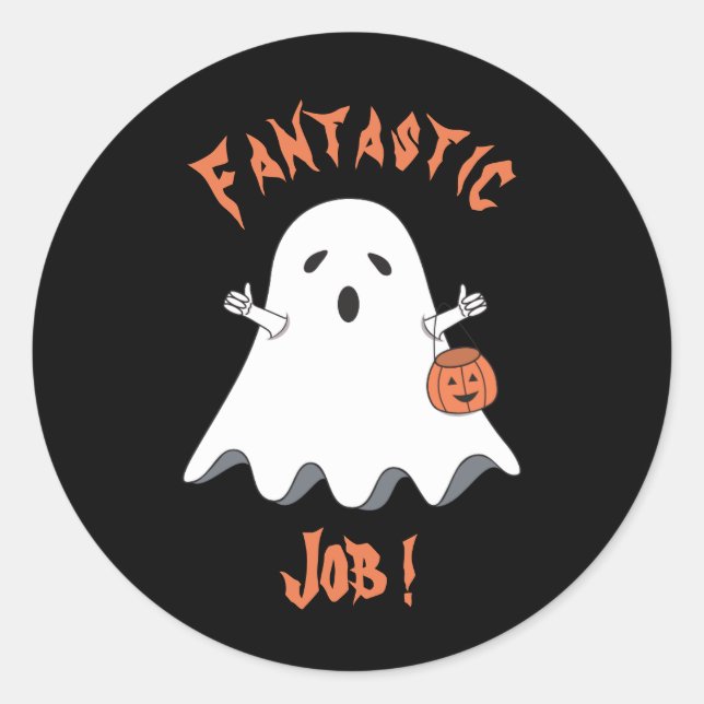 Adesivo Redondo Cartoon Halloween Ghost Reward Stickers (Frente)
