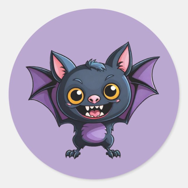 Adesivo Redondo Cartoon Halloween Vampire Bat Stickers (Frente)