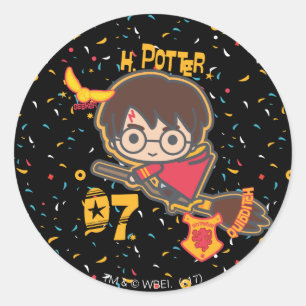 Adesivo Redondo Cartoon Harry Potter Quidditch Seeker