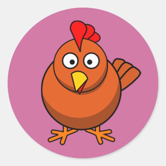 Adesivo Redondo Cartoon Hen Chicken (Frente)