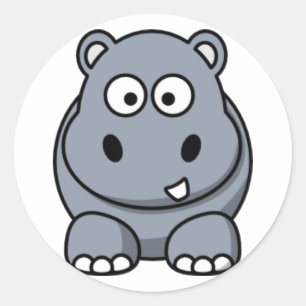 Adesivo Redondo Cartoon Hippo