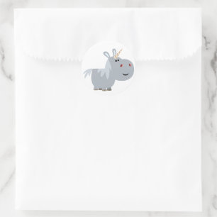 Adesivo Redondo Cartoon Incrutável em Branco Unicorn Sticker