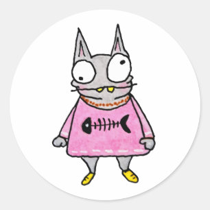 Adesivo Redondo Cartoon Kitten