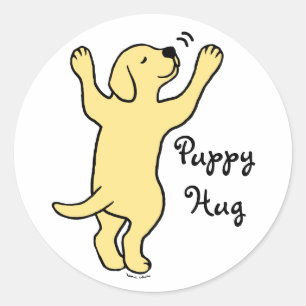 Adesivo Redondo Cartoon Labrador Puppy Hug Amarelo