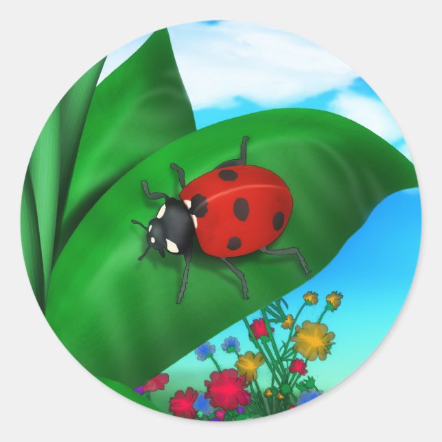 Adesivo Redondo Cartoon Lady Bug (Frente)