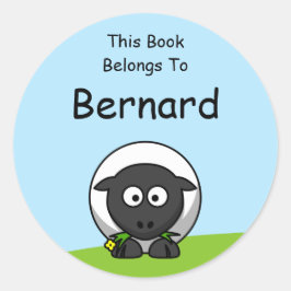 Adesivo Redondo Cartoon Lamb Este Livro Pertence