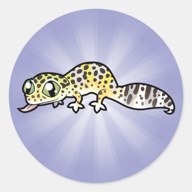 Adesivo Redondo Cartoon Leopard Gecko (Frente)
