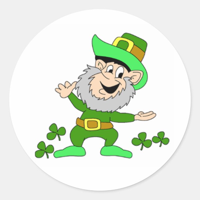 Adesivo Redondo Cartoon Leprechaun Sticker (Frente)