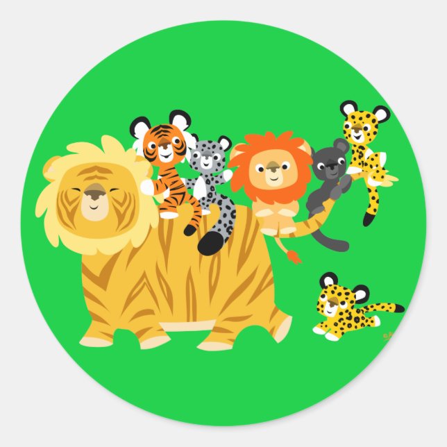 Adesivo Redondo Cartoon Liger e Friends round sticker (Frente)