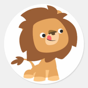 Adesivo Redondo Cartoon Lion Sticker