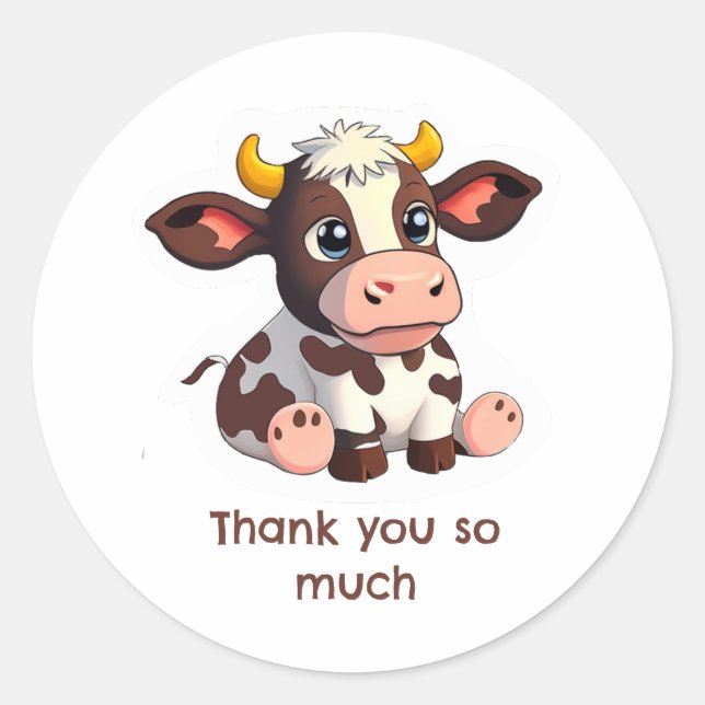 Adesivo Redondo Cartoon Lola cow sticker for thanks. (Frente)