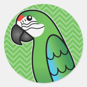 Adesivo Redondo Cartoon Militar Macaw Parrot Bird
