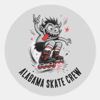 Adesivo Redondo Cartoon Monster Roller Skating