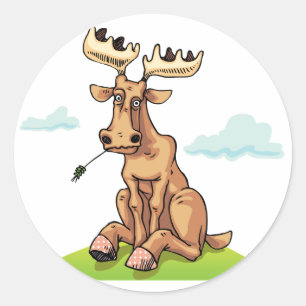 Adesivo Redondo Cartoon Moose Stickers