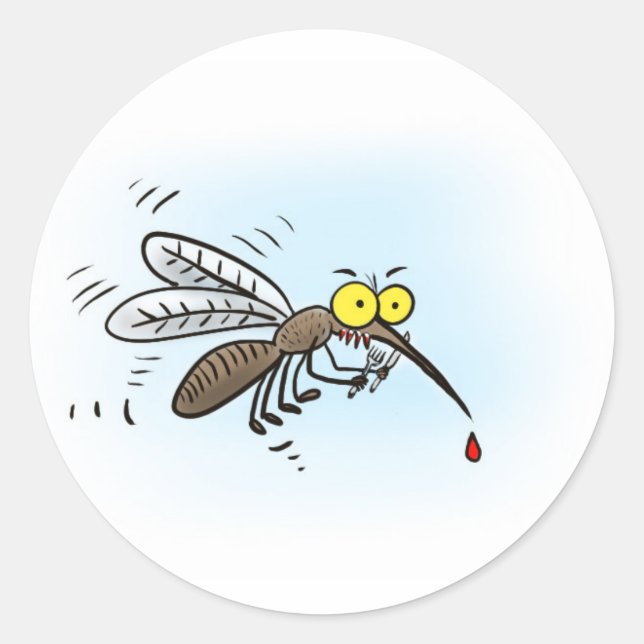 Adesivo Redondo Cartoon mosquito engraçado.jpg (Frente)