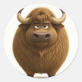 Adesivo Redondo Cartoon Ox Sticker