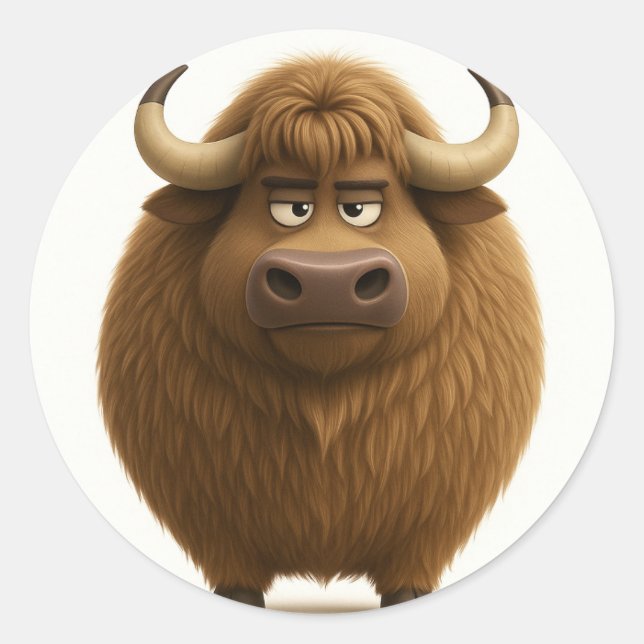 Adesivo Redondo Cartoon Ox Sticker (Frente)
