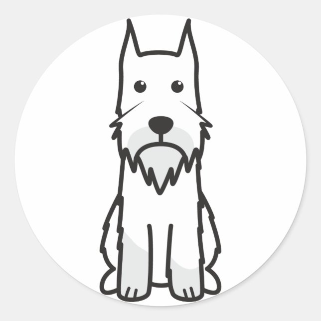 Adesivo Redondo Cartoon padrão de cães Schnauzer (Frente)