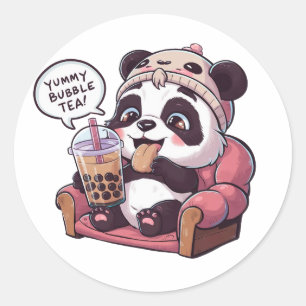 Adesivo Redondo Cartoon Panda Adorável: Cozy, Kawaii Vibes
