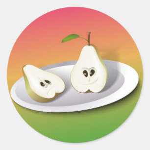 Adesivo Redondo Cartoon Pear Cut