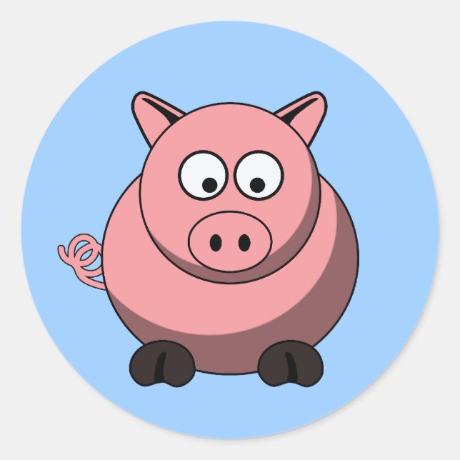 Adesivo Redondo Cartoon Pig Sticker (Frente)