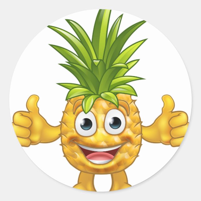 Adesivo Redondo Cartoon Pineapple Fruta Mascote (Frente)