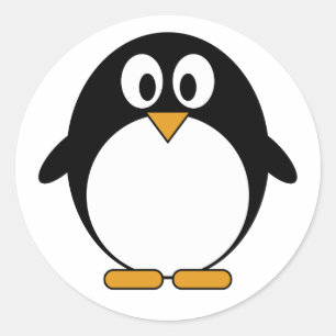 Adesivo Redondo Cartoon Pinguin Kawaii Cute