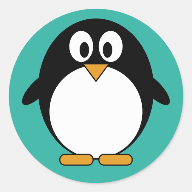 Adesivo Redondo Cartoon Pinguin Kawaii Cute (Frente)
