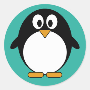 Adesivo Redondo Cartoon Pinguin Kawaii Cute